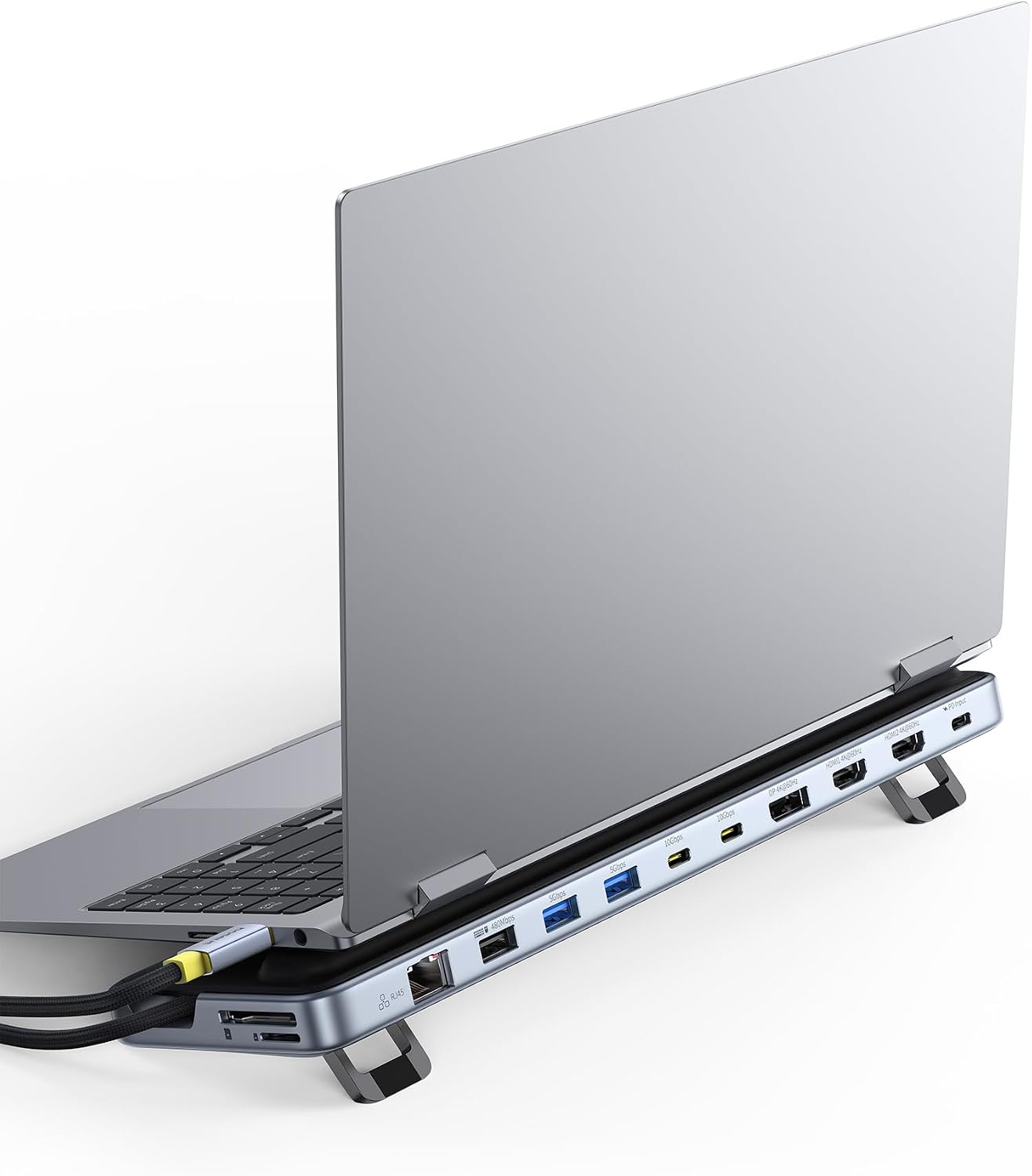 Baseus Laptop Docking Station Stand, 12 in 1 HUB Triple 4K Display, HDMI/DP, 10Gbps USB A/C, Fast Data Transfer, PD 100W, Ethernet, TF/SD, Docking Station USB C with Stand for Wind