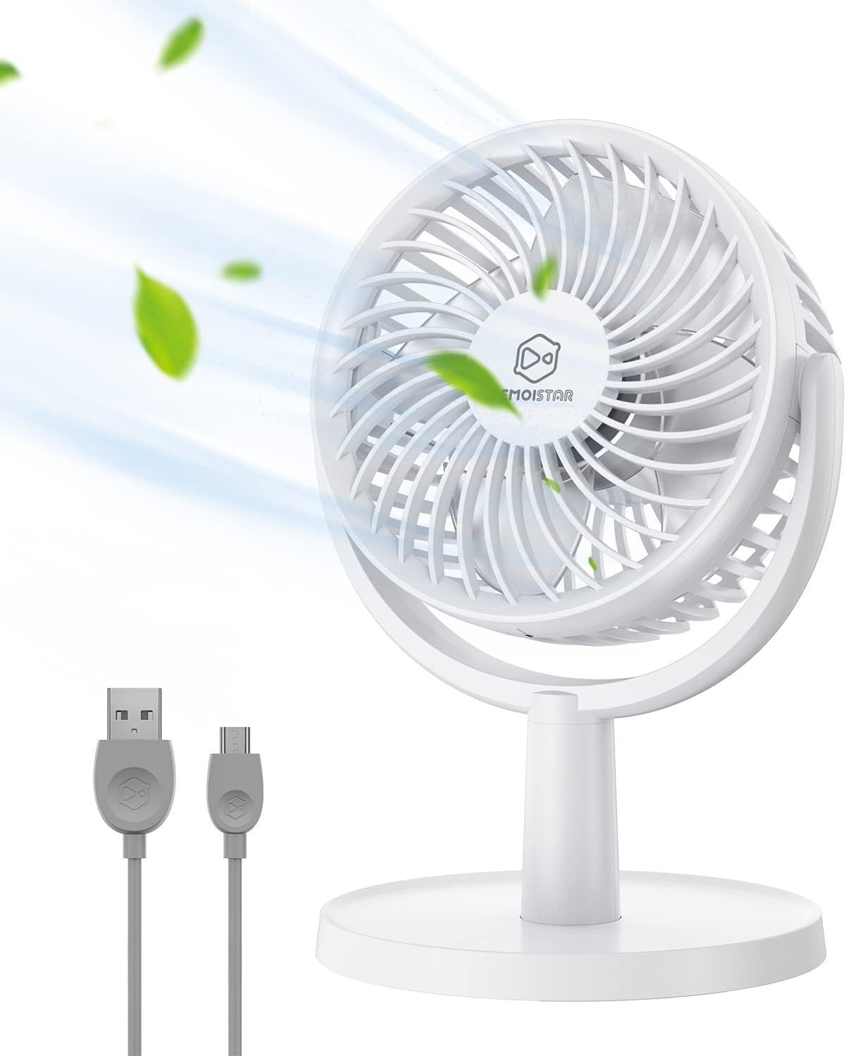 Mini Desk Fan, USB Powered Desktop Fan with 4 Speeds, Small but Powerful Strong Airflow Work Quiet, 310° Adjustment, Portable Personal Air Circulator Fan for Desktop Table Office B