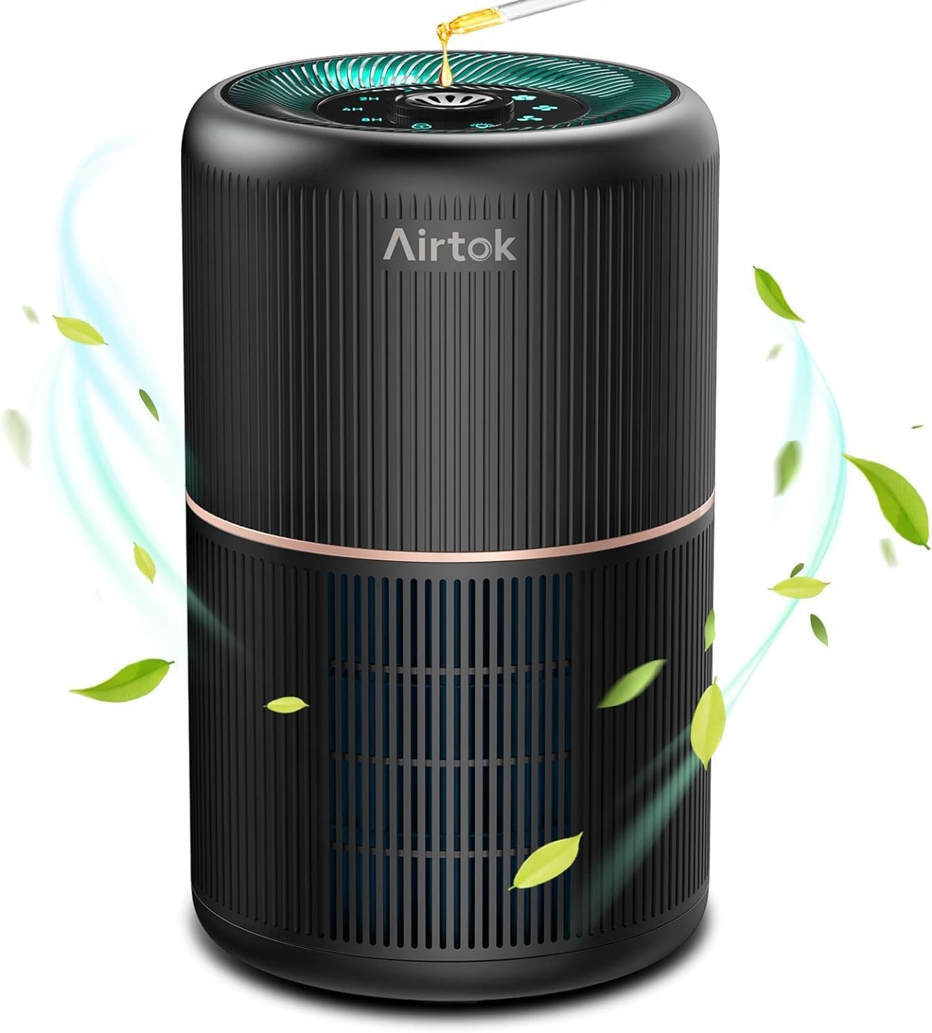 AIRTOK Hepa Air Purifier for Home Bedroom with Aromatic Sponges | 4-in-1 H13 True Hepa Air Filter for Smoke, Dust, Pollen, Pet Dander Odors, 99.97% Removal to 0.1 Microns | Ozone-F