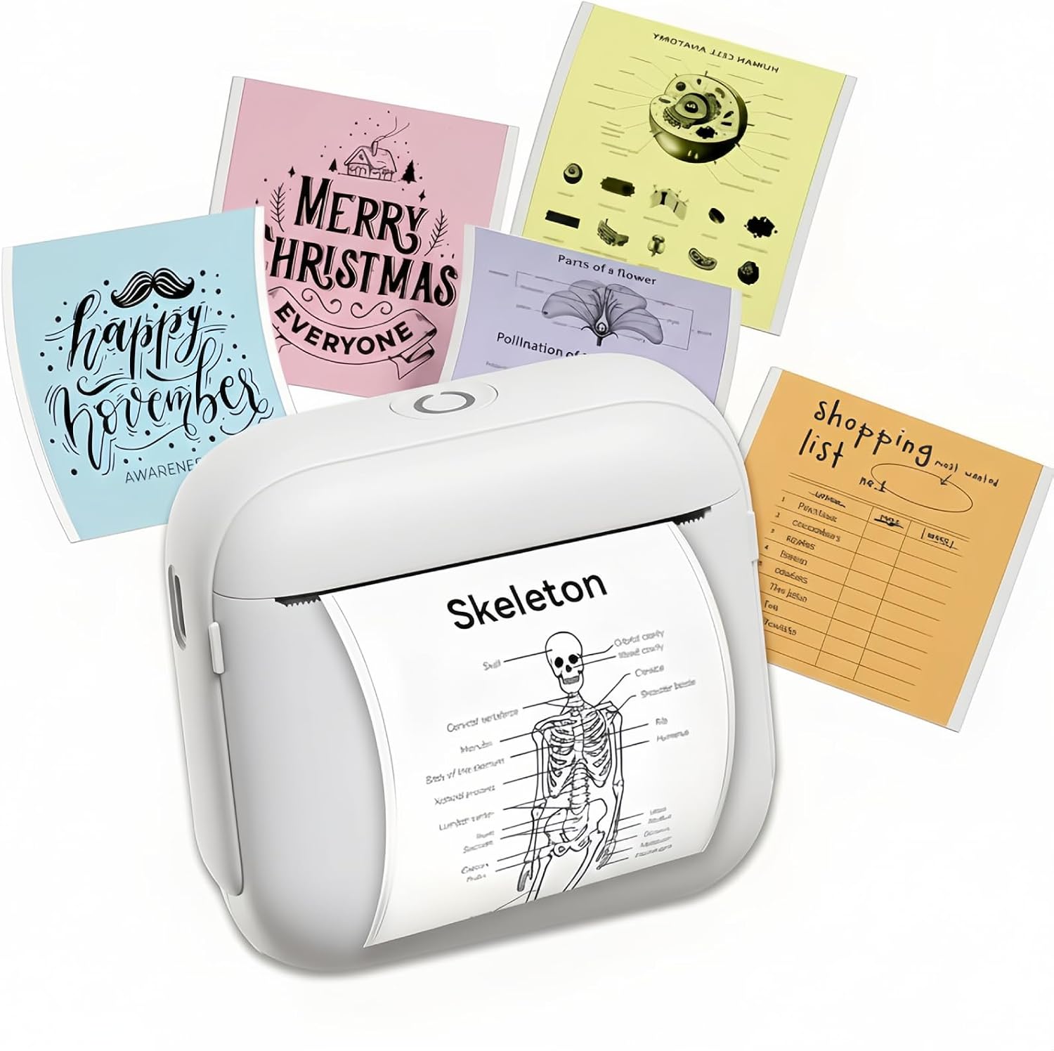 Thermal Mini Printer, Portable Inkless Sticker Maker, 203dpi Bluetooth Thermal Printer Label Makers, Pocket Printer for Pictures, Photos, Journals, DIY (White)