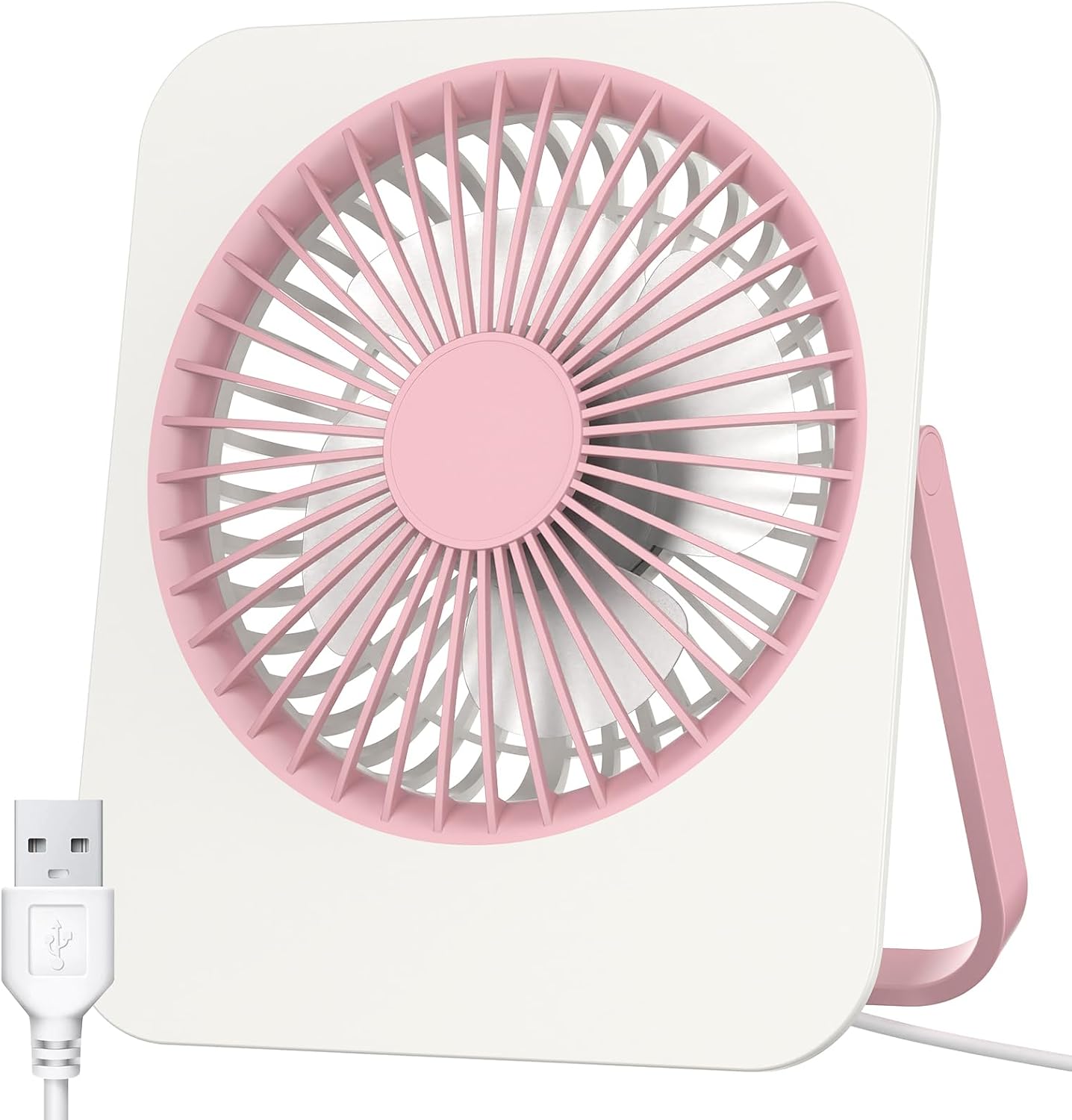 Mimi USB Desk Fan, Powerful Small Quiet Foldable Fan Desktop Cooling Fans Mini Portable Fans Persona Table Fan for Home Office Travel Desktop USB Powered ONLY (No Battery) (Pink)