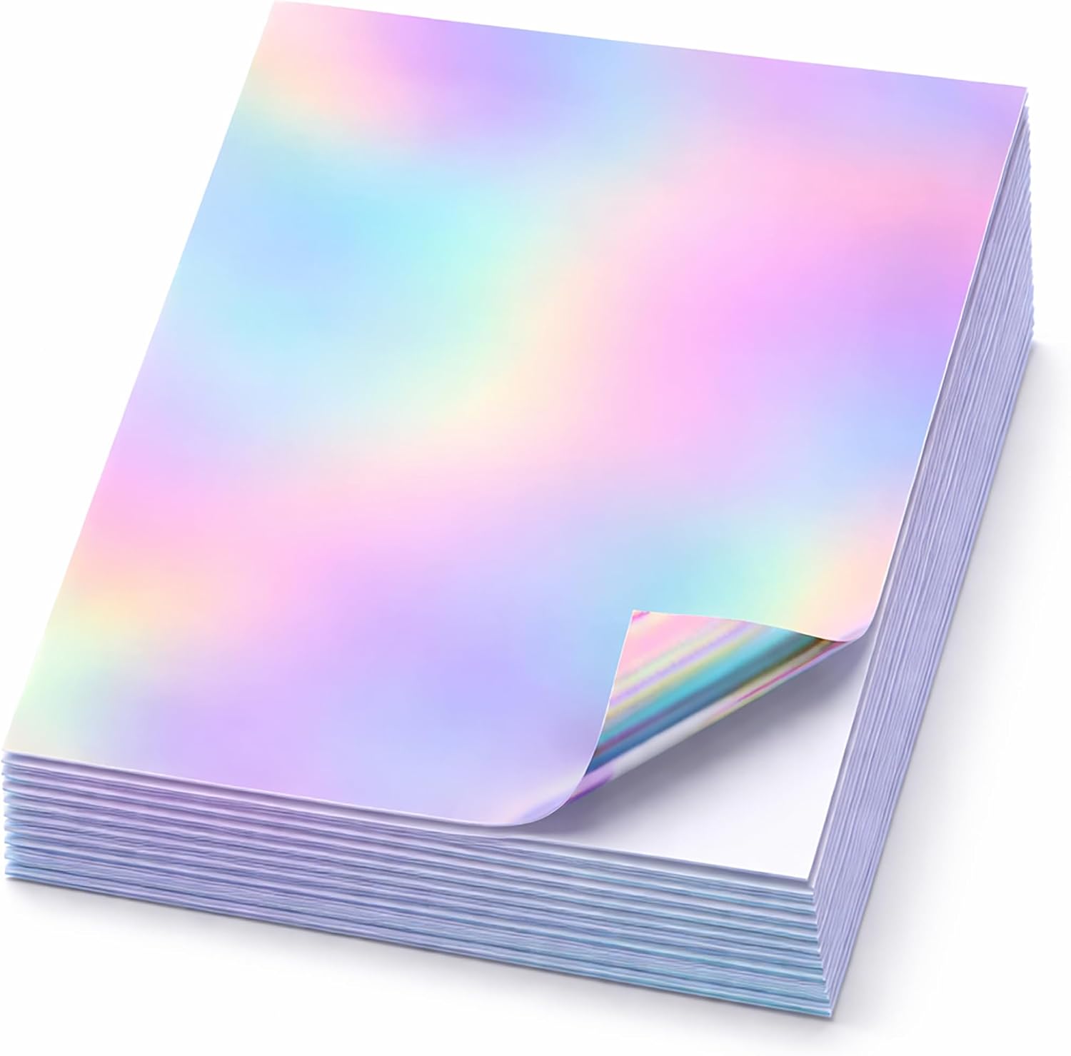 100 Sheets Holographic Printable Waterproof Sticker Paper 8.5 x 11 Inch Rainbow Vinyl for Inkjet/Laser Printer