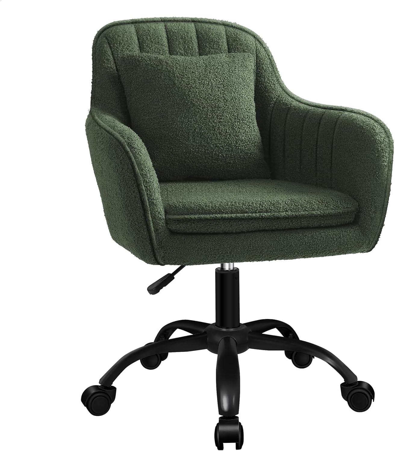 ALFORDSON Boucle Mid-Back Office Chair, Orla Boucle Green Armchair Compact Design, Swivel Fabric Computer Desk Chairs, Task Chair for Kids Adult Study Work, Living Room, Bedroom