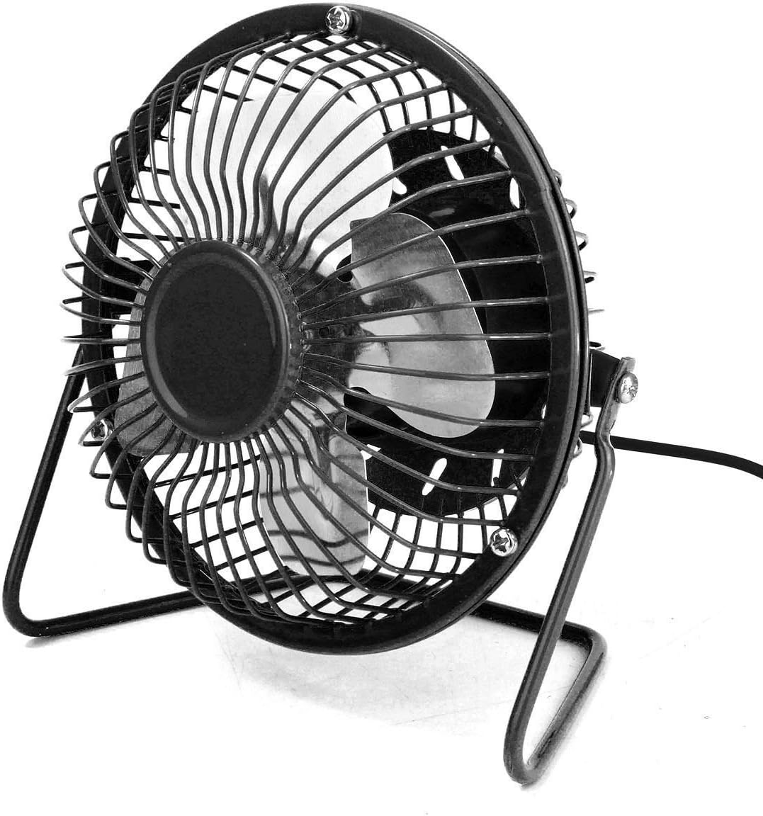 4'' USB Mini Desk Fan Small Desktop Fan Quiet and Powerful Metal Design USB Powered (Black)