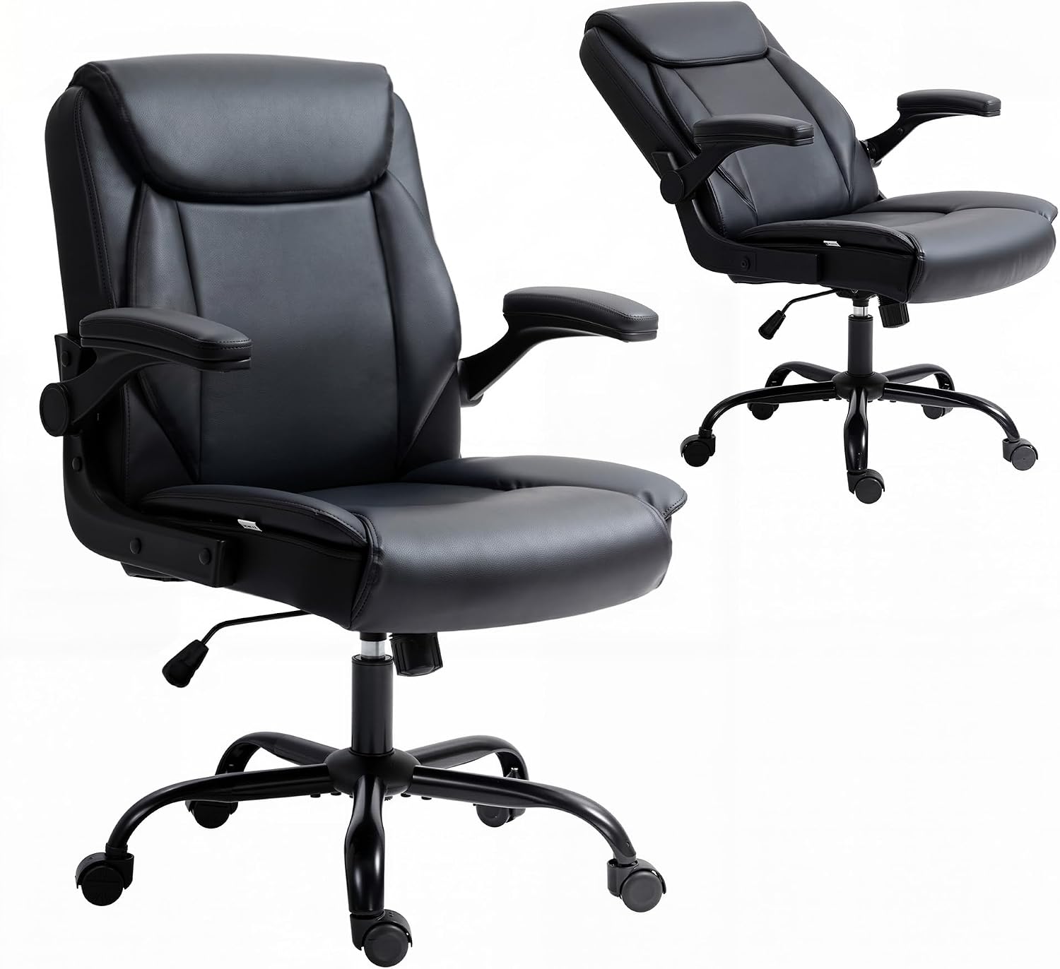 Artiss Ergonomic Office Chair PU Leather Flip-Up Arms Gaming Chair Black
