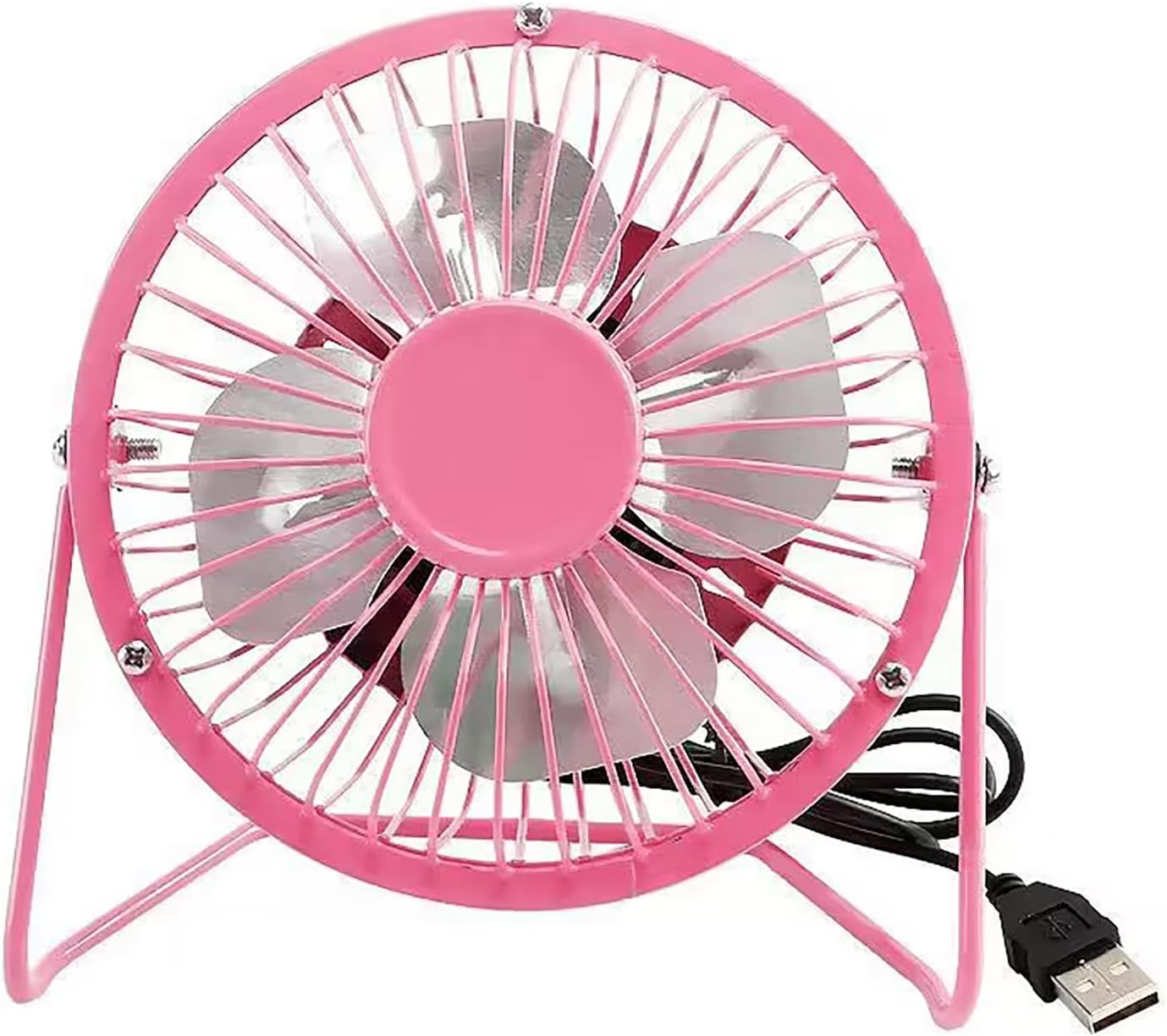 Sokelinn-six 4 Inch Small Usb Desk Fan, Metal Mini Quiet Personal Cooling Fan for Home Office Car Travel (Pink)