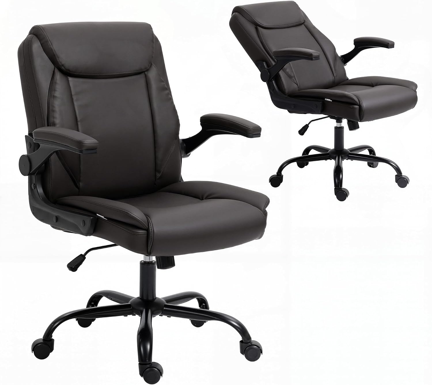 Artiss Ergonomic Office Chair PU Leather Flip-Up Arms Gaming Chair Brown