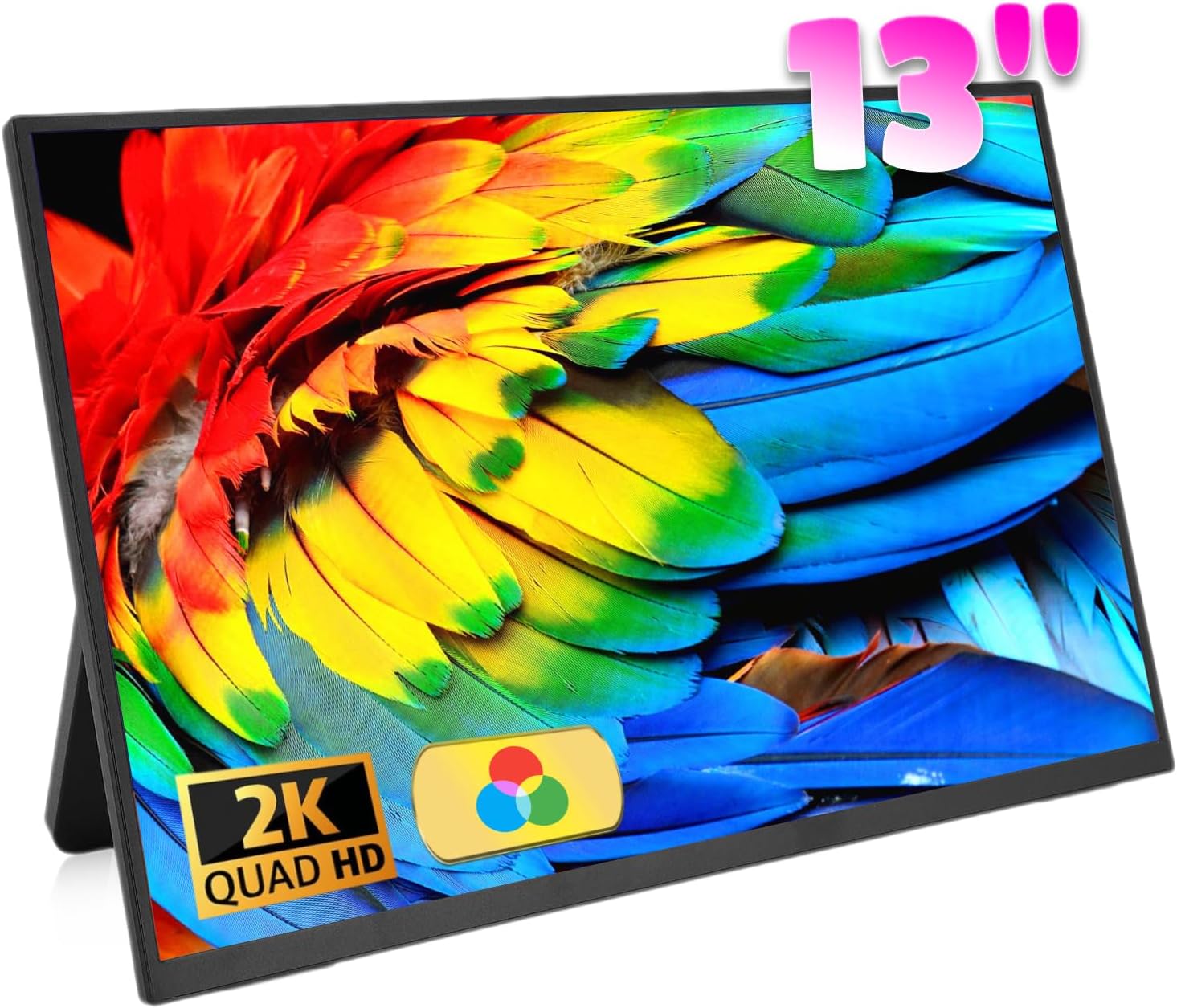13.3 Inch 2K Portable Display, 60HZ 2560 X 1600 Full HD IPS Screen, Ultra-Thin Portable Touchscreen Monitor, USB C Type C Mini HDMI, Computer External Display for Laptop Phone Swit