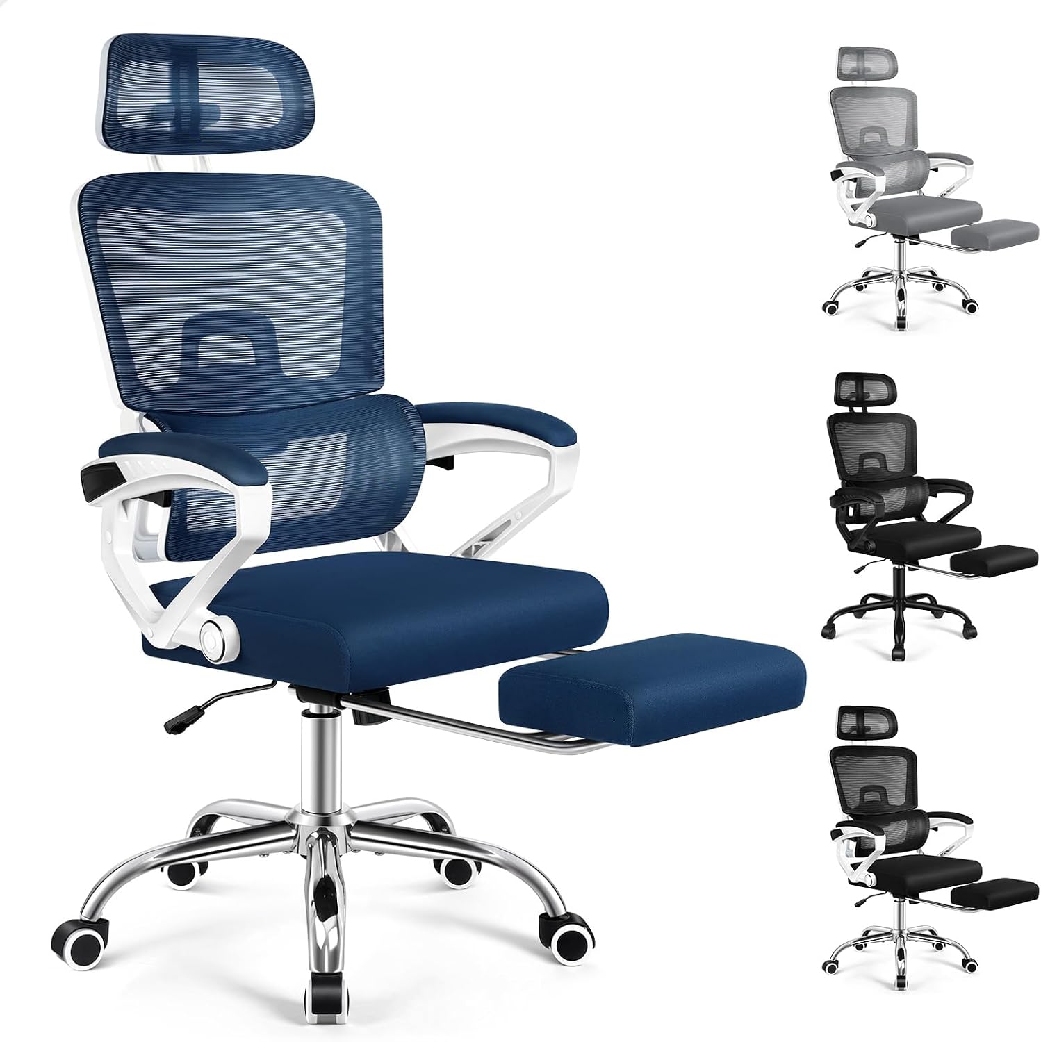 ALFORDSON Ergonomic Mesh Office Chair with Headrest and Footrest, Executive Computer Chair with Recline and Lumbar Support, Desk Task Gaming Study Student Chairs for Max 180kg, Duk