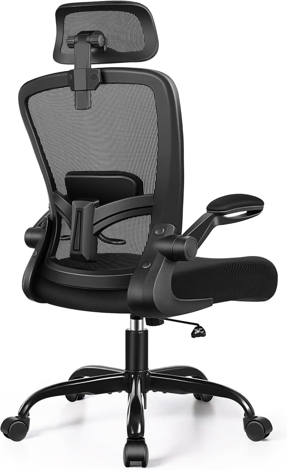 FelixKing Ergonomic Office Chair, Headrest Desk Chair Office Chair with Adjustable Lumbar Support, Home Office Swivel Task Chair with High Back and Armrest (Black)
