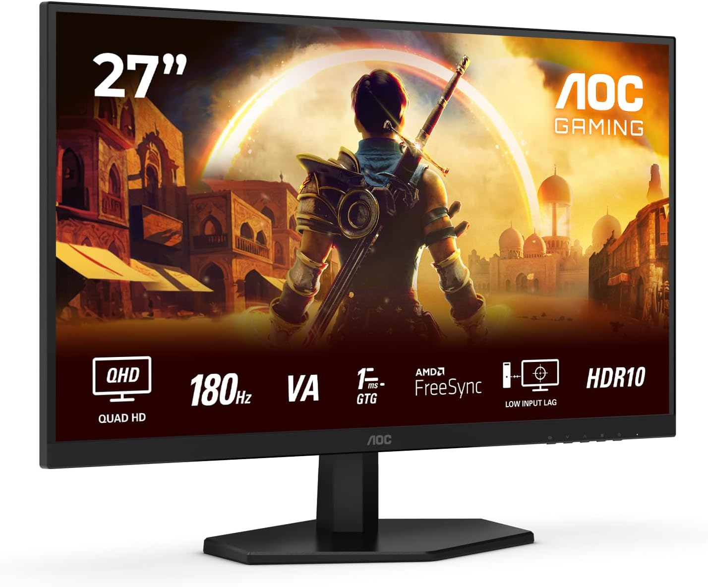 AOC Gaming Q27G42XNE - 27 Inch Quad HD Monitor, 180 Hz, 1 ms, FreeSync Prem., HDR10 (2560 x 1440, 2 x HDMI 2.0, 1 x DisplayPort 1.4) Black