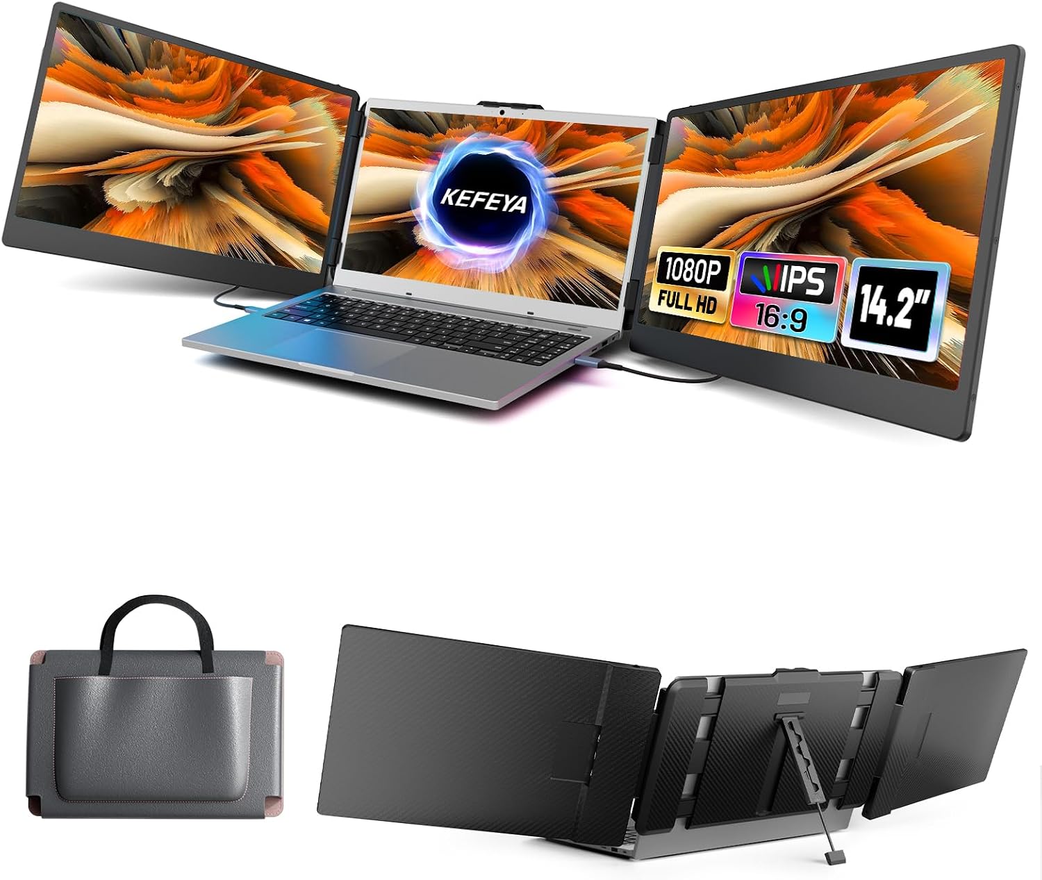 KEFEYA 14.2" Laptop Screen Extender, Portable Monitor for Laptops