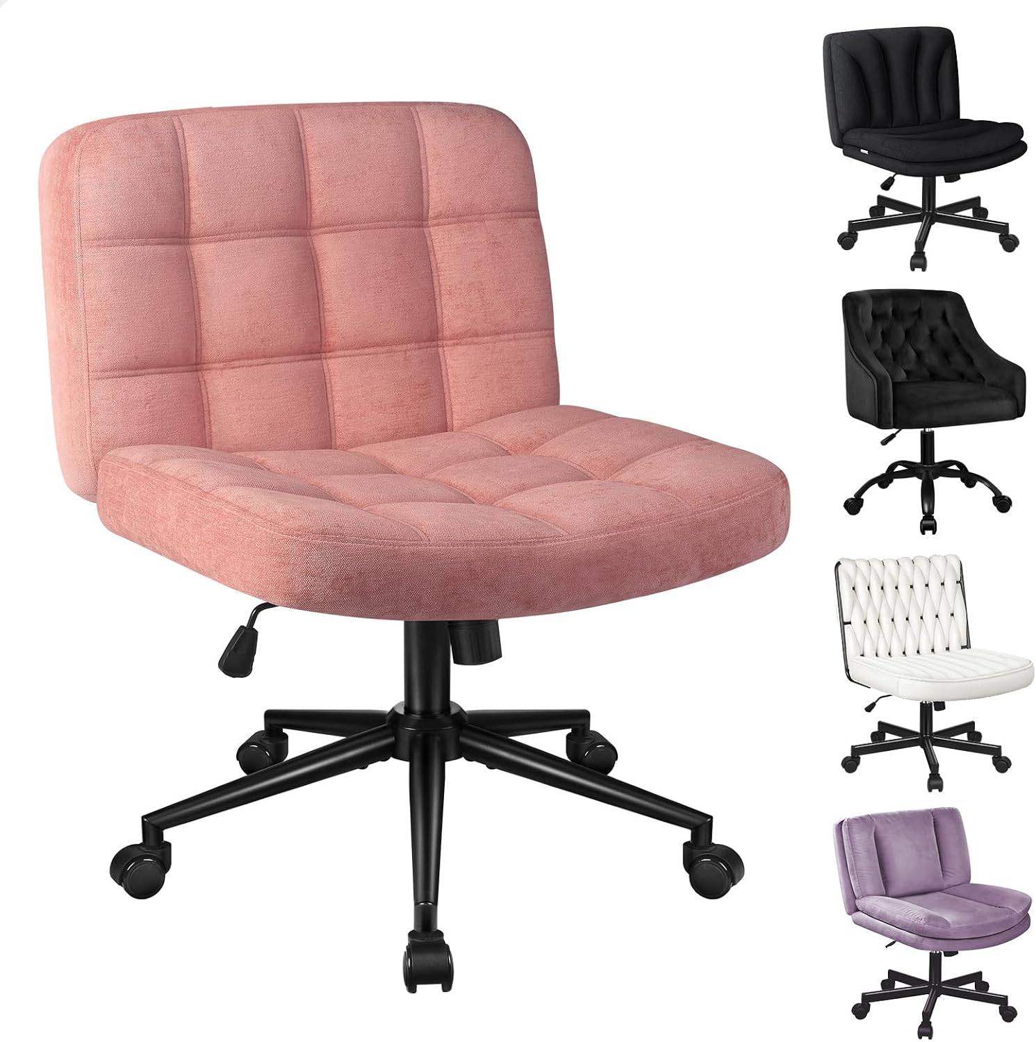 ALFORDSON Armless Office Desk Chair GRIDETTE Series Chenille Pink