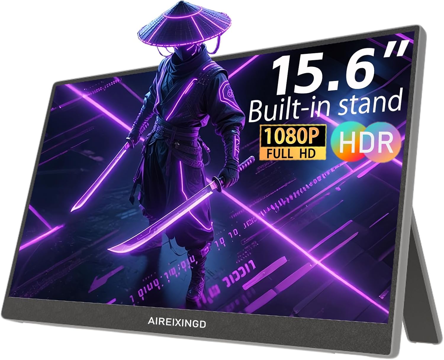 15.6'' Portable Monitor FHD 1080P Kickstand Portable Laptop Monitor IPS Computer External Screen USB C HDMI Display for PC MAC Phone Xbox PS5