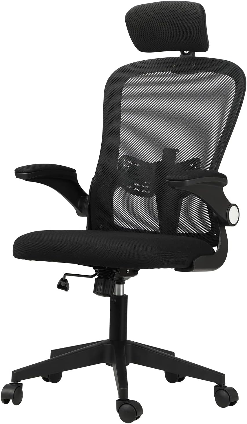 OIKITURE Ergonomic Office Chair, High Back Gaming Chairs with Arched Backrest and Headrest, Height Adjustable, Breathable Mesh Computer Desk Chair for Home Office, Black
