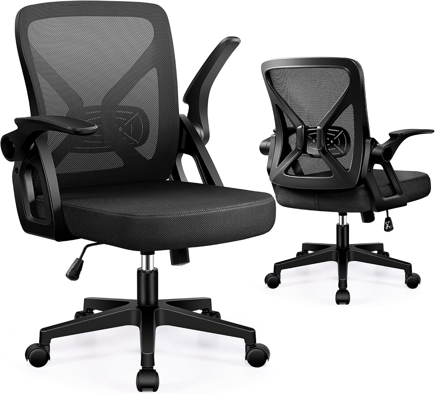 FelixKing Office Chair - Ergonomic Desk Chair Breathable Mesh Task with Wheels and Lumbar Support Home Desk Office Chairs with Flip up Armrest Rolling Swivel for Home Computer Blac