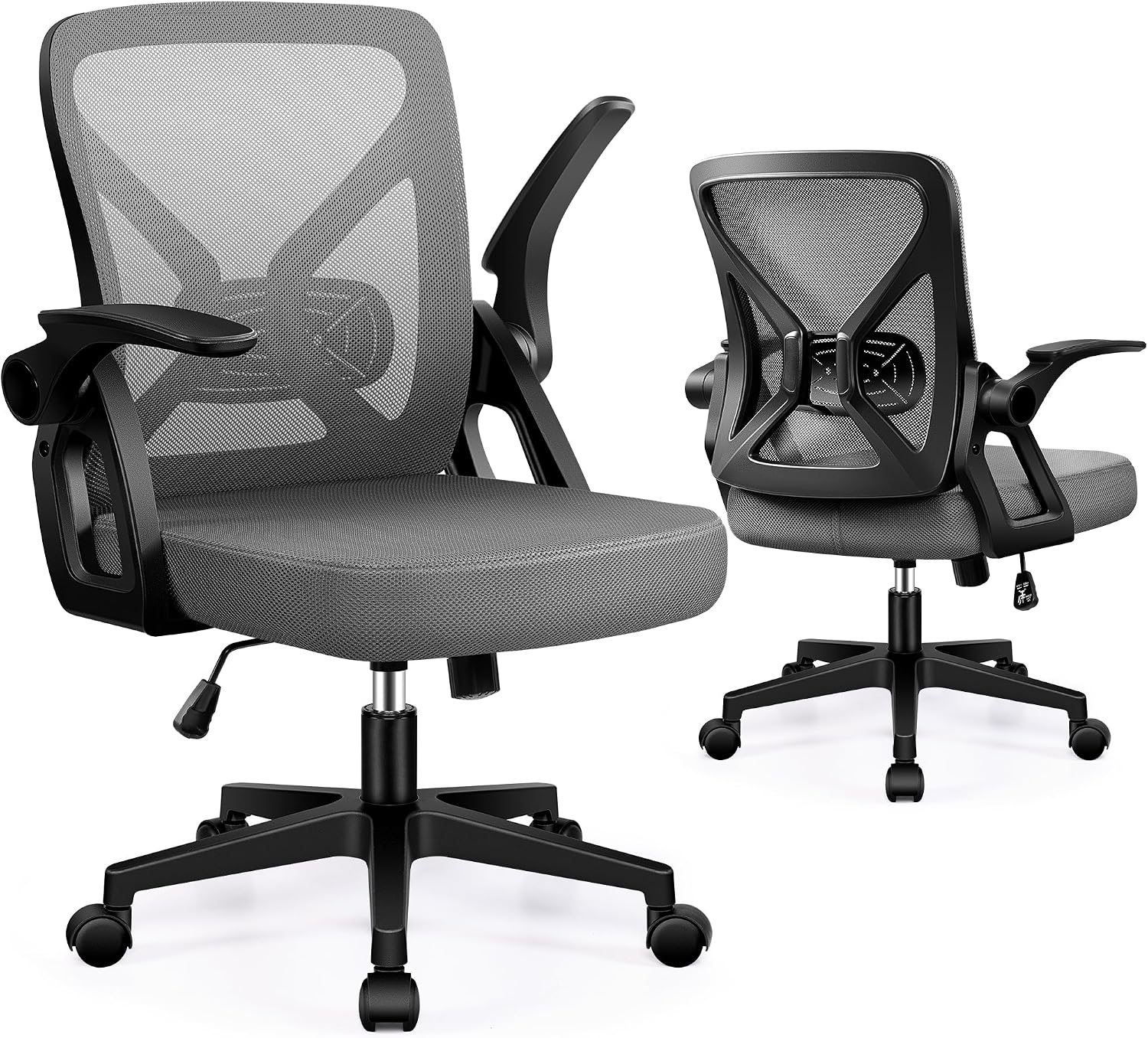 FelixKing Office Chair - Ergonomic Desk Chair Breathable Mesh Task with Wheels and Lumbar Support Home Desk Office Chairs with Flip up Armrest Rolling Swivel for Home Computer Dark